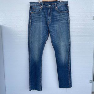 Levis 512 Premium Mens Denim Dark Slim Taper Jeans Unfinished Seams 36x32